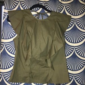 LOB Khaki Green Ruffled Top